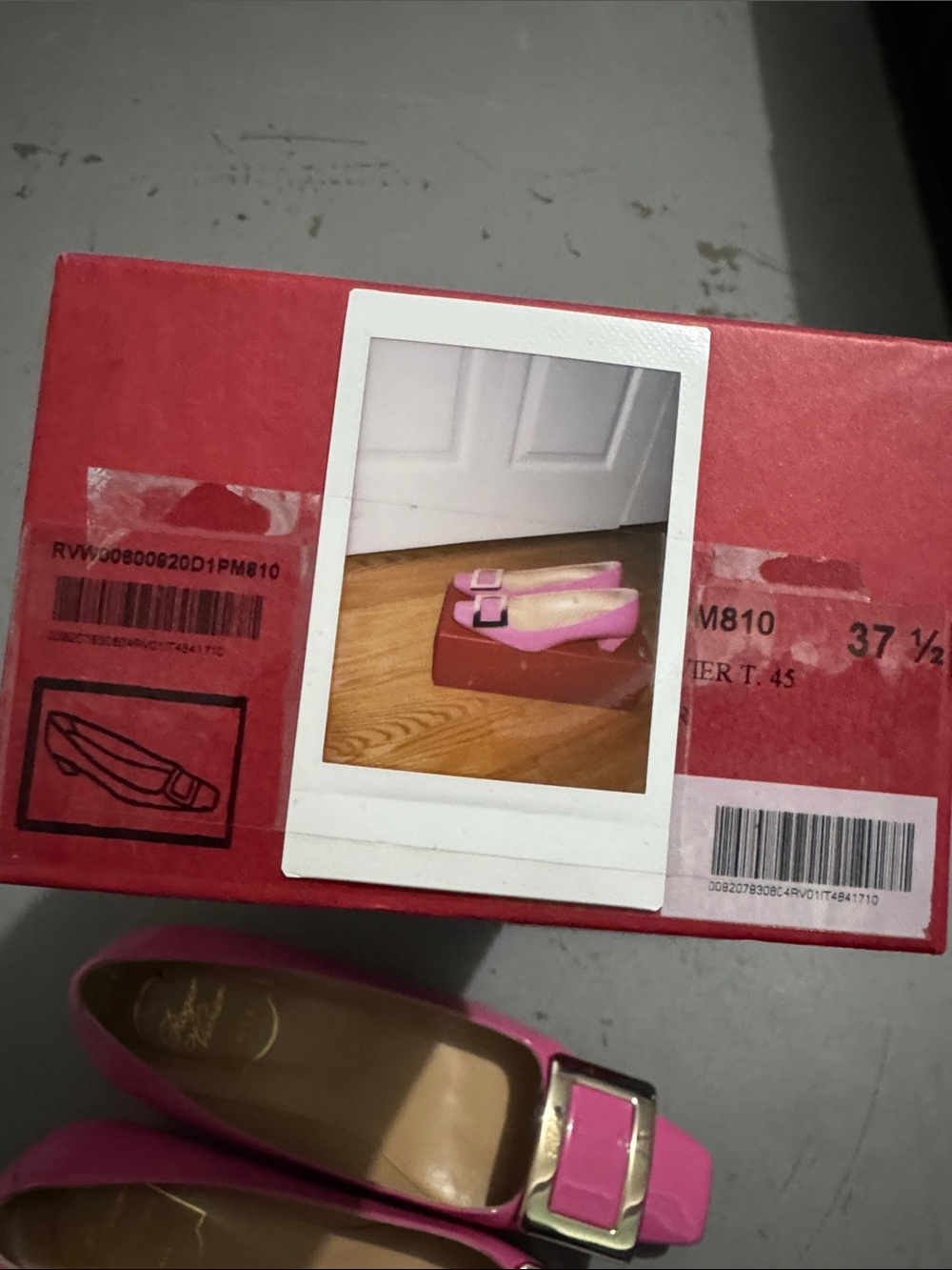Roger Vivier Pink Patent Leather Square-Toe Buckle Flats - Picture 11 of 11